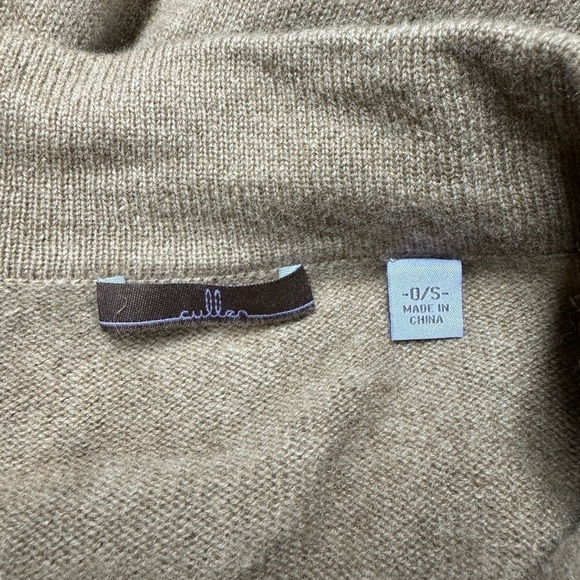 CULLEN 100% Cashmere Striped Poncho Tan Black OS - Picture 9 of 10
